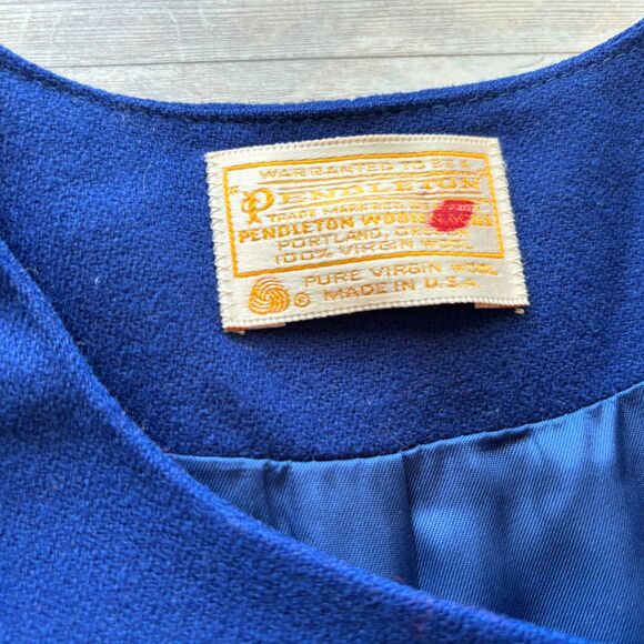 Vintage Pendleton 80's 100% Wool Blue Button Up Shoulder Pads Blazer Size 6 - Picture 10 of 12